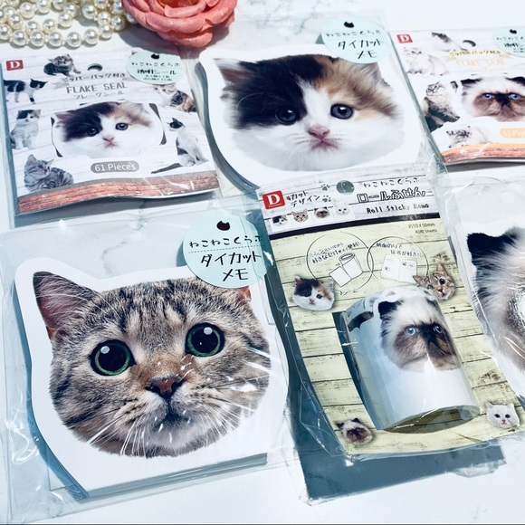 Daiso Japan 6 Packs of Cute Cat Sticker flake seal - Picture 6 of 7